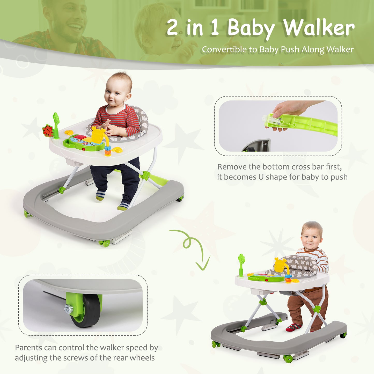 Hello5ive 2 in 1 Folding Baby Walker