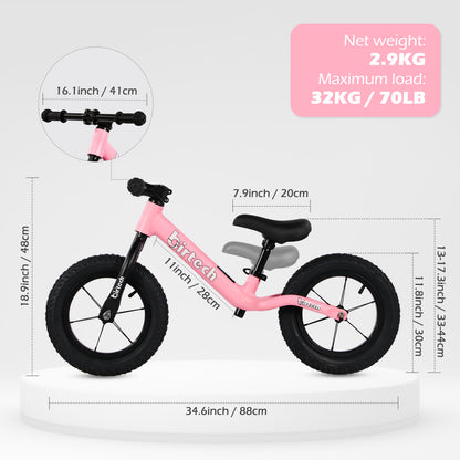 Birtech Balance Bike Lightweight 12" Nylon Frame Pink