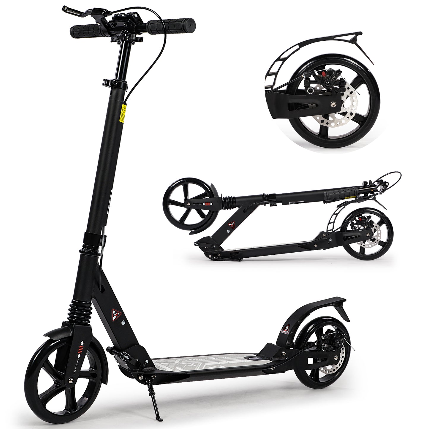 Birtech Adults Kick Scooter Black with Disc Brakes