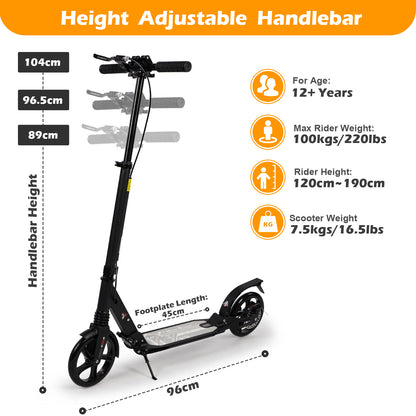 Birtech Adults Kick Scooter Black with Disc Brakes