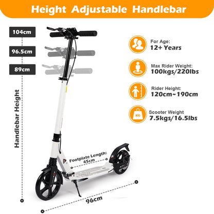 Birtech Adults Kick Scooter White with Disc Brakes