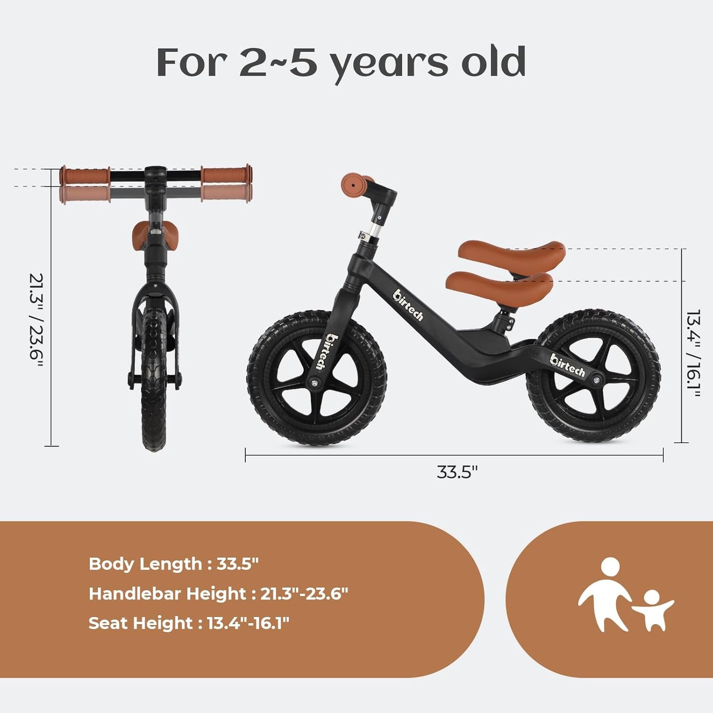 Birtech 12" Balance Bike without Pedal Nylon Frame