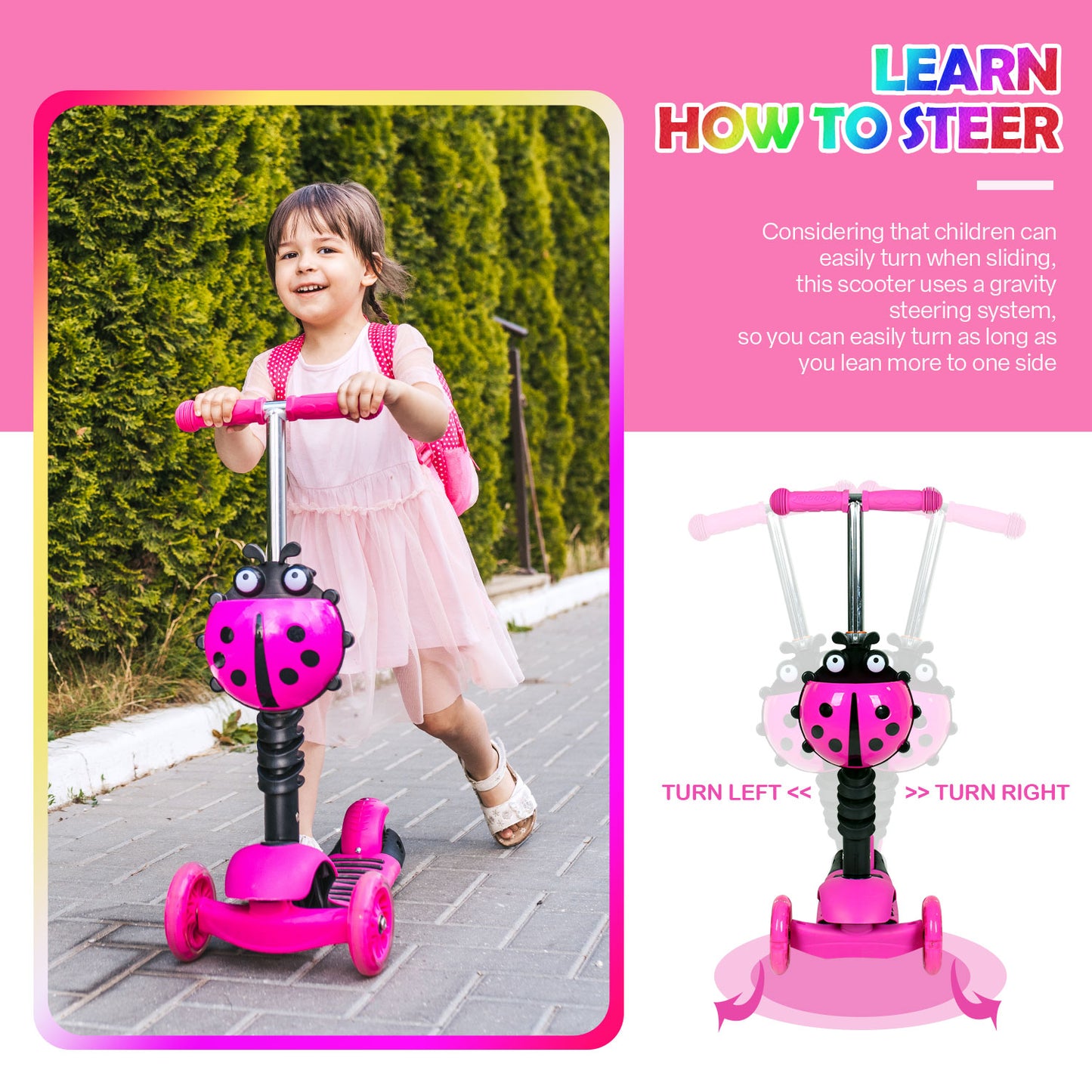 Birtech 3 Wheels Scooter Pink Beatles