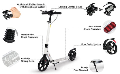 Birtech Adults Kick Scooter White with Disc Brakes