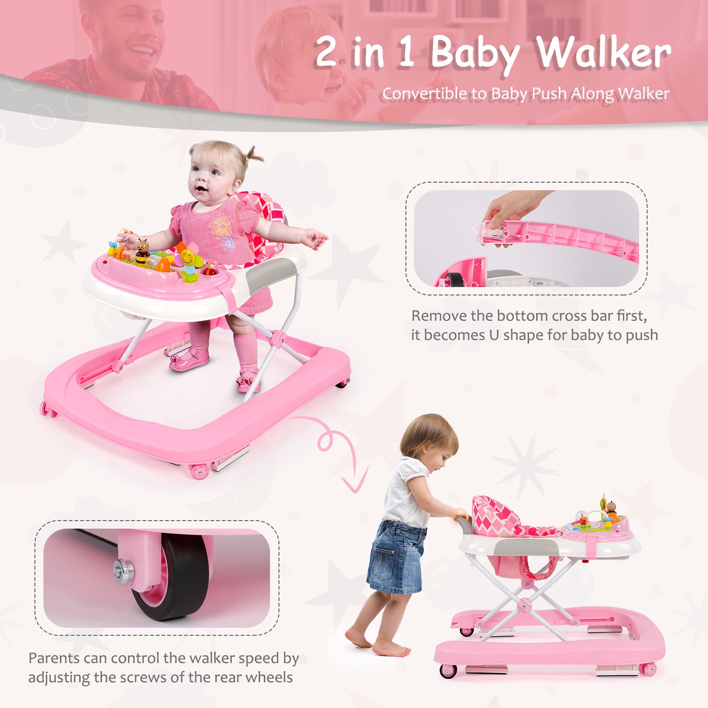 Hello5ive 2 in 1 Folding Baby Walker