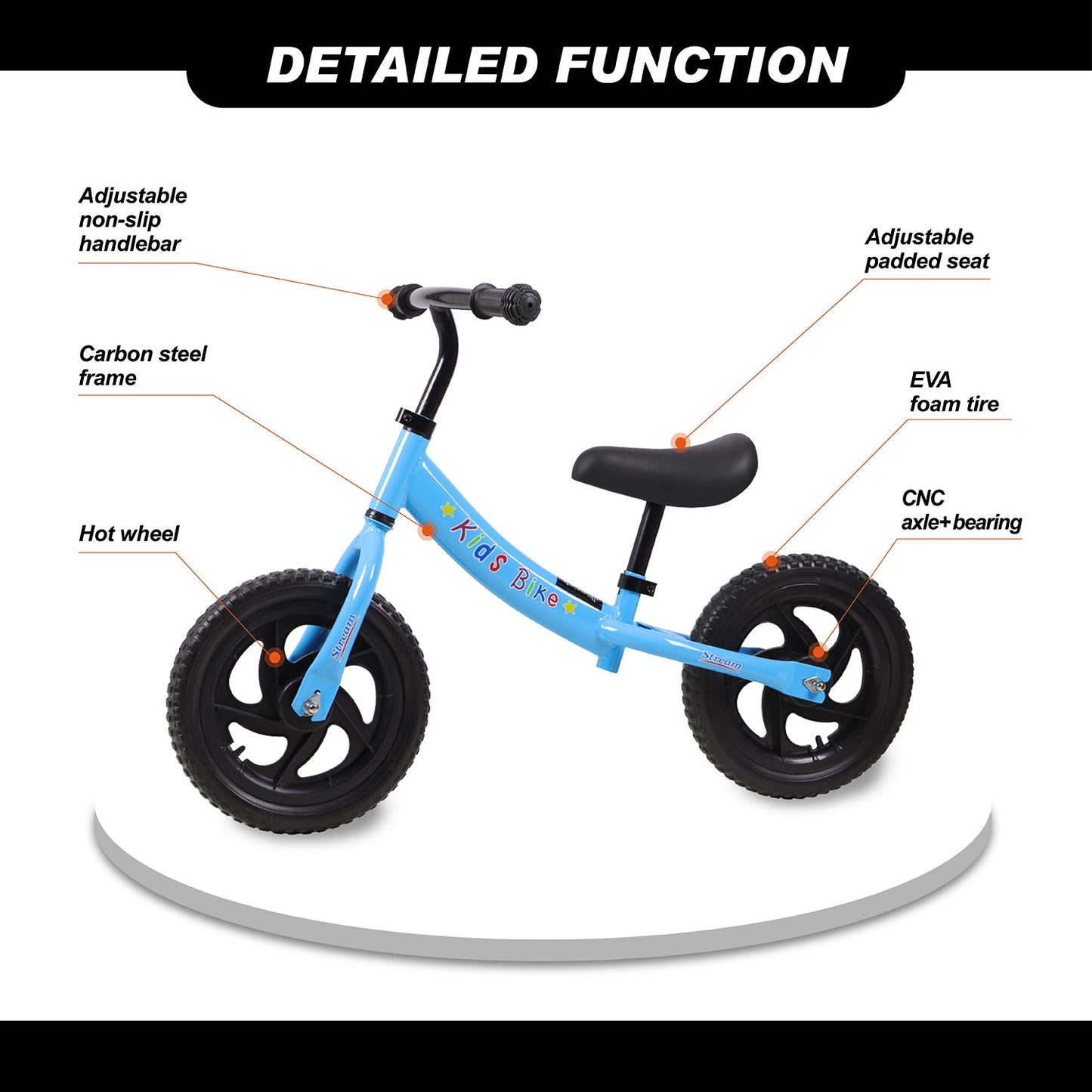 Birtech 12" Kids Balance Bike with Adjustable Handlebar