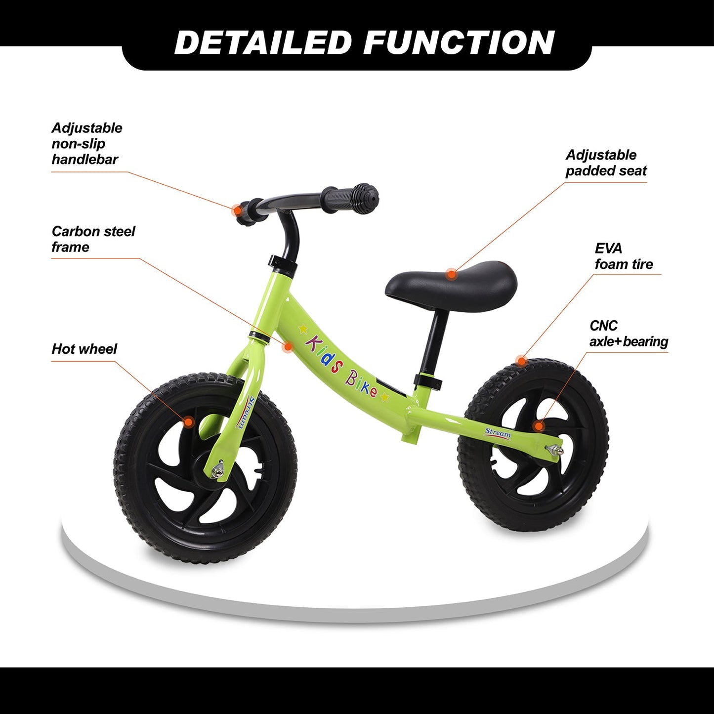 Birtech 12" Kids Balance Bike with Adjustable Handlebar