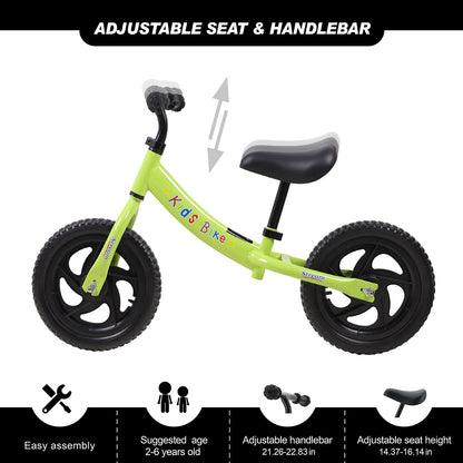 Birtech 12" Kids Balance Bike with Adjustable Handlebar