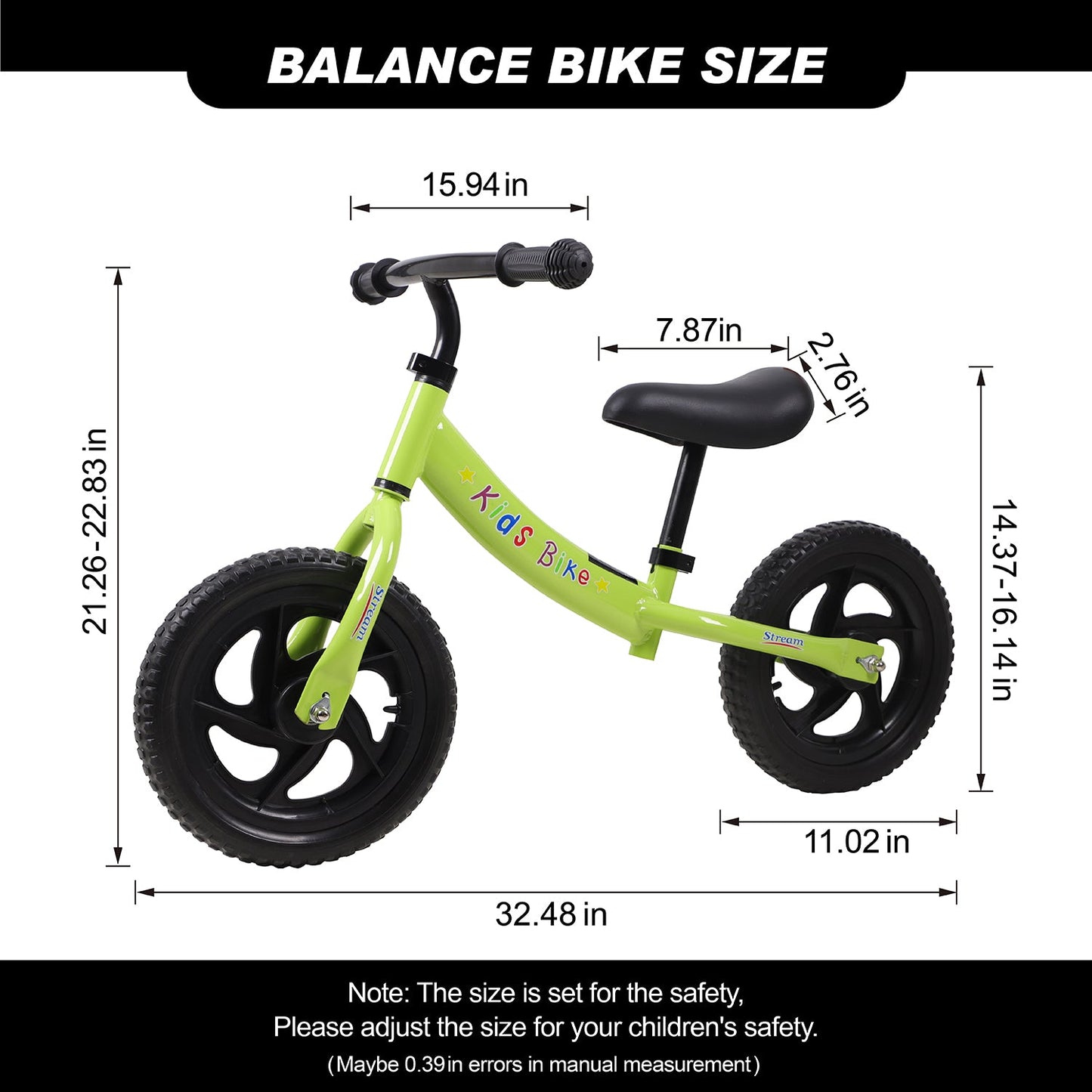 Birtech 12" Kids Balance Bike with Adjustable Handlebar