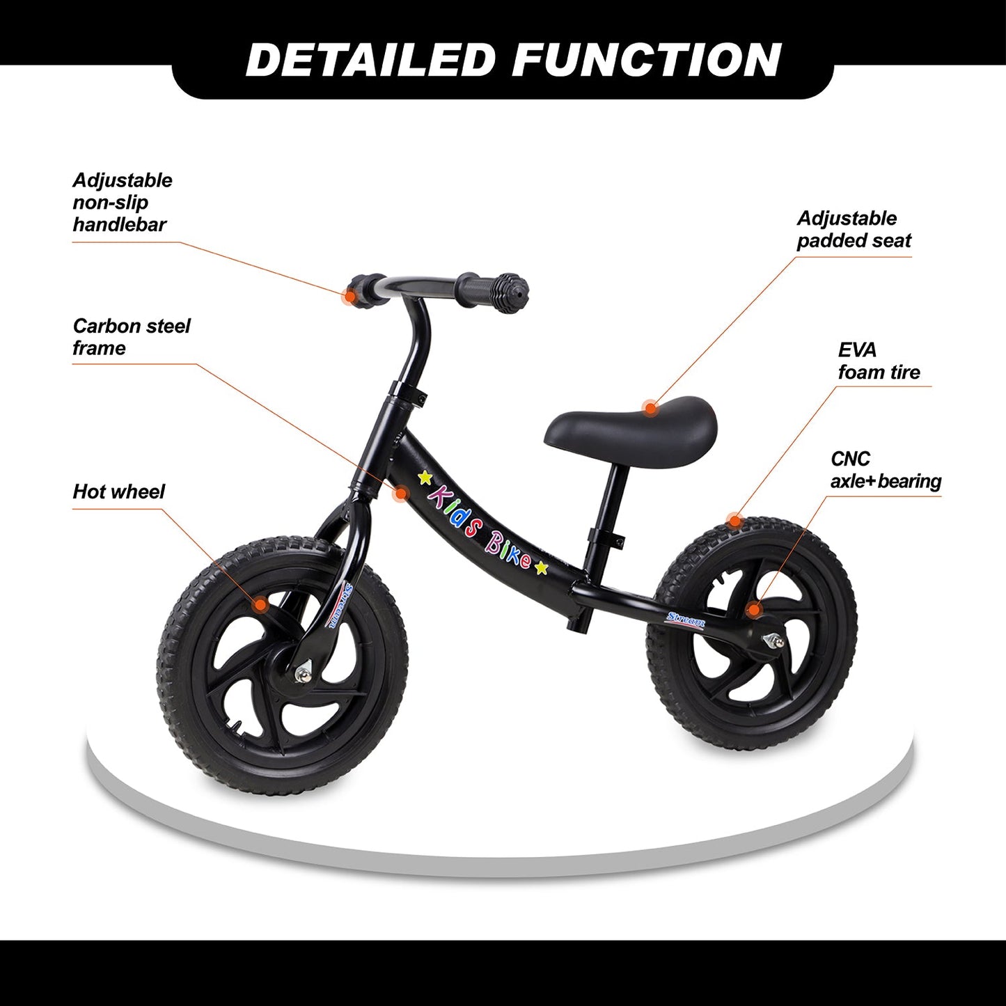 Birtech 12" Kids Balance Bike with Adjustable Handlebar